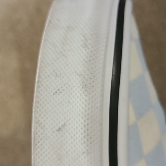 Vans slip on canvas shoes.  Light blue checkerboard Wonen's size 7 - Picture 12 of 13